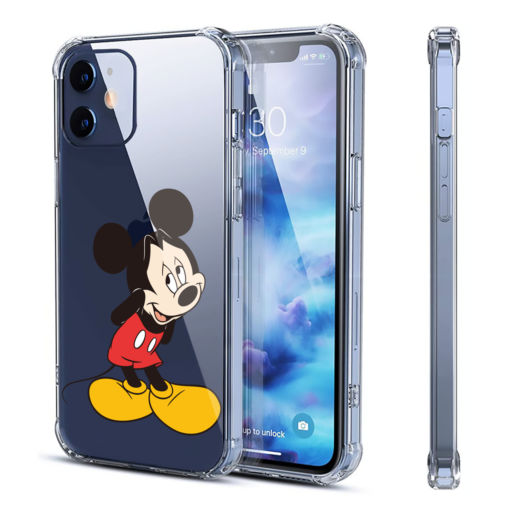 （画像用） ミッキーマウス Mickey Mouse 【iPhone 12シリーズ対応】透明スマホケース（クリアソフトケース）